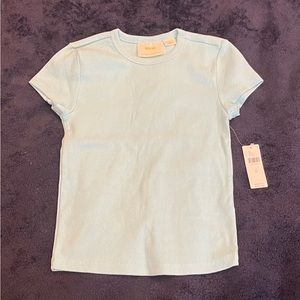 Teal basic fitted ribbed T-shirt